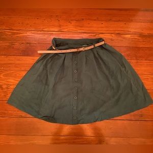 Belted Green Mini Skirt with Pockets MEDIUM